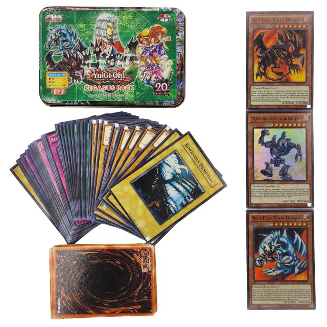 Coleção de Cartões Yu-Gi-Oh! com Lata Holográfica do TCG Inglês e Dragão Branco Dourado