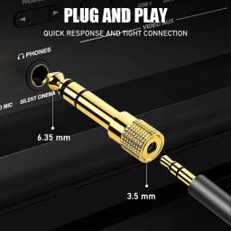 Adaptador de áudio para guitarra, 6,35mm a 3,5mm, instrumento musical estéreo, conversor de som hifi, efetor de piano, alto-falante para fone de ouvido - Image 2