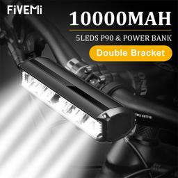 Fivemi 5led mtb luzes de bicicleta 10000mah recarregável luz lanterna ao ar livre ciclismo acessórios para scooter elétrico - Image 1