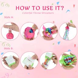 Party Popper Hand Throw Ribbon, Spray Color Bars, Streamers Fireworks, Bouquet para Casamento, Festa de Aniversário Decoração Props, 1 PC, 2 PCs, 5PCs - Image 5