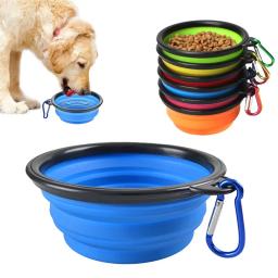 Tigela dobrável de silicone para cão e gato, 1000ml, mosquetão, tigela de viagem, comida e água, acessórios para animais - Image 1