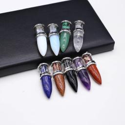 Pingente em Forma de Bala Reiki para Fazer Jóias, Pêndulo Cristal Natural, Garrafa Desejando, Encantos Lapis Lazuli, Colar DIY - Image 6