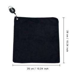 Toalha de golfe 26*26cm com mosquetão gancho microfibra dupla face veludo 10.24*10.24 Polegada toalha de limpeza de algodão preto esportes limpa - Image 2