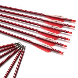 Tiro com arco 31.5 "vermelho trançado padrão setas de carbono para ao ar livre tradicional longbow recurvo tiro setas de carbono acessórios - Image 5