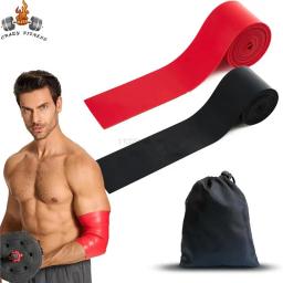 Pacote com 2 faixas de fio dental para exercícios com bolsa para compressão muscular, alívio da dor, acelera a recuperação e promover a flexibilidade - Image 1