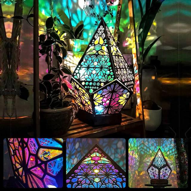 Lâmpada LED de Madeira Estrela Polar - Decoração Boêmia Multiuso com Efeitos Coloridos para Luz Noturna