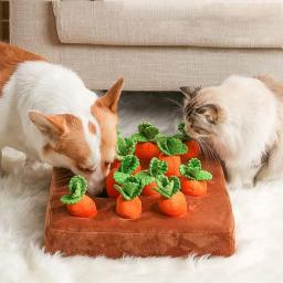Tapete de cenoura para cães e gatos, brinquedo quebra-cabeça com 12 cenouras, animal de estimação interativo, alívio do estresse, brinquedos mastigáveis pequenos, médios, grandes - Image 3