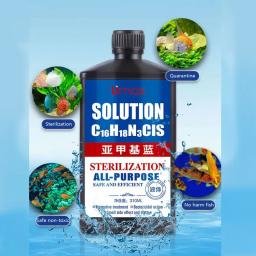 Solução Azul Metileno Peixes Ornamentais para Aquário, Remoção de Manchas Brancas e Doença de Peixes, Medicina, Koi Goldfish Betta, 310ml - Image 1