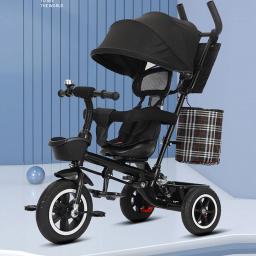 3 em 1 assento rotatable triciclo dobrável três rodas carrinho de bebê das crianças bicicleta com música para 1-6 anos de idade - Image 5
