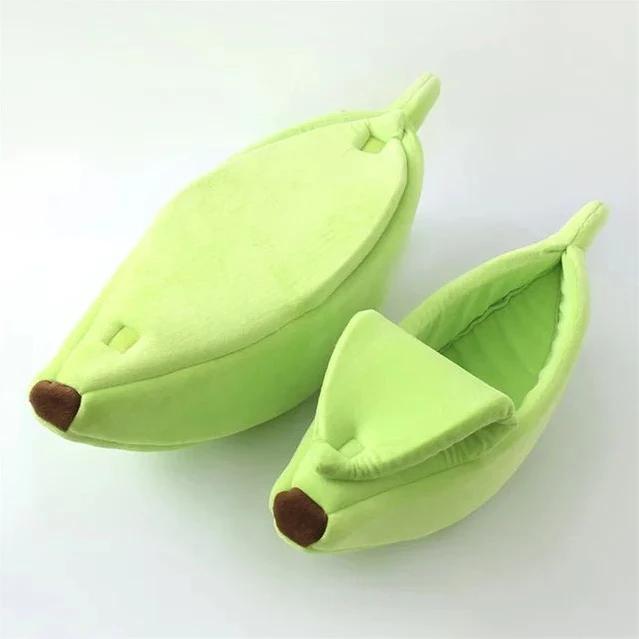Cama de Banana para Gatos: Tapete Quente e Engraçado, Cesta Portátil e Durável com Almofada Multicolorida
