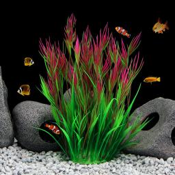 Plantas de aquário artificiais decoração do tanque de peixes planta de água grama ornamento plástico subaquático água ervas daninhas visualização decoração - Image 1