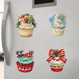 Natal Diamante Pintura Geladeira Ímãs, Frigorífico Art Kits, DIY Art Crafts, 6pcs - Image 4