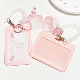 Porta-cartões K-pop com pendente, ecrã fotográfico, cartão postal, estojo protetor, identificação de crédito, cartão bancário, Ins, rosa, azul - Image 1