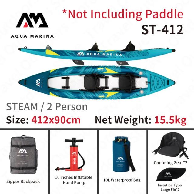 Caiaque Inflável Aqua Marina para Adultos - Ideal para Esportes Aquáticos, Rafting e Exploração - Modelos de 10", 13" e 16"