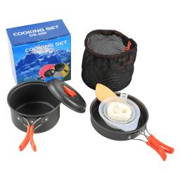 Equipamento de acampamento panelas cookingset sobrevivência ao ar livre antiaderente portátil utensílios de mesa chaleira pote pan tigela caminhadas viagem churrasco piquenique - Image 1