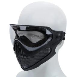 Airsoft máscara facial completa combate tático malha de aço máscara de proteção ao ar livre caça tiro paintball máscara facial com 3 lentes - Image 5