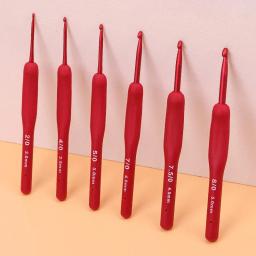Conjunto de crochê alça de silicone ganchos agulha tulipa tricô crochê agulhas única cabeça vermelho crochê tricô ferramenta artesanal artesanato novo - Image 5