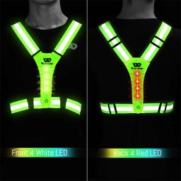 West Biking-Colete Refletivo com Luz LED, Colete Ajustável, Aviso Noturno, Carga USB, Trabalho, Pesca, Esportes, Correndo, Ciclismo - Image 3