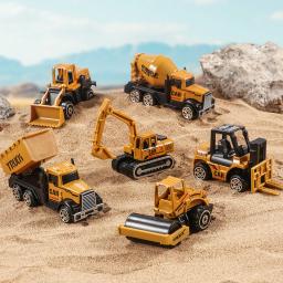 6 pçs/set brinquedos para meninos liga engenharia caminhão brinquedo carro escavadeira bulldozer rolo modelo em miniatura diecast presente de aniversário do miúdo - Image 2