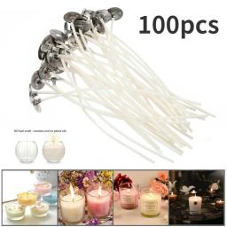 Smokeless Wax Candle Wicks para fazer velas DIY, Núcleo de algodão puro, Pavios pré-encerados, Ferramentas artesanais para fazer velas, 9 cm, 15 cm, 20cm, 100pcs - Image 1