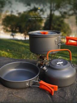 Camping Cookware Kit, Equipamento Leve, Cozinhar Kit para Viajar, Trekking, Caminhadas, Exterior, Alumínio - Image 6
