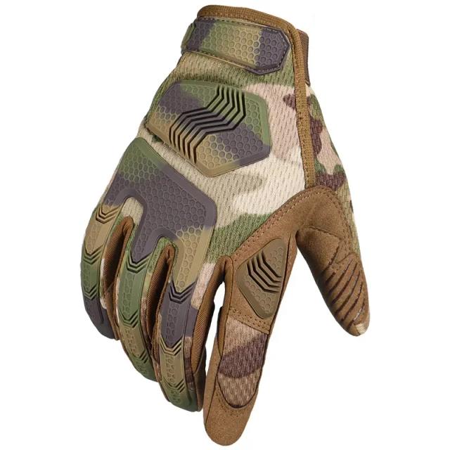 Luvas Táticas Completas em Camo com Touch Screen para Airsoft, Combate, Caminhadas e Caça