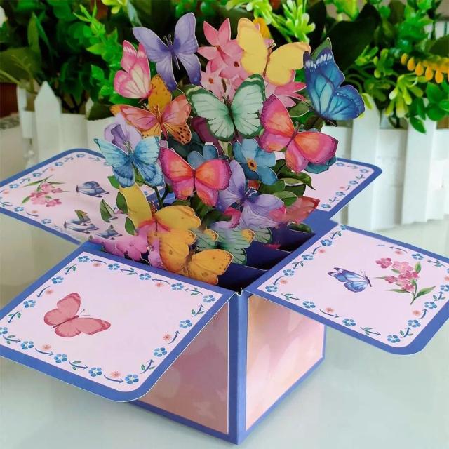 Cartão Pop-Up 3D de Beija-Flor e Flores Tropicais para o Dia dos Namorados e Aniversários, Presente Ideal para o Dia das Mães