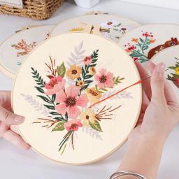 Flor bordado Starter Kit para iniciantes, DIY Cross Stitch Set, Planta Impresso Costura Arte, Artesanato Pintura, Needle Art, Home Decor - Image 3