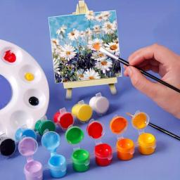 Conjunto de pintura em tela com ferramentas de pintura, kit de pintura diy com tela pré-desenhada + mini suportes de madeira, escola infantil, presentes para o dia das crianças - Image 1
