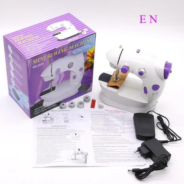 Máquina de Costura Elétrica Portátil Mini Overlock com Inserção Automática e Pedal de Pressão para Iniciantes
