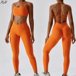 Fato de treino sem costura para mulheres, Workout Sportswear, roupas de ginástica, leggings de cintura alta, roupas esportivas fitness, conjunto sólido sexy, 2 peças - Image 4