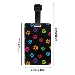 Pet Dog Paws Pattern Tag Bagagem com o Cartão de Nome, Privacidade Cover ID Label para Travel Bag Suitcase, personalizado colorido - Image 4