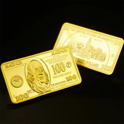 Barra de ouro 24k American Bullion, 100 dólares, Moeda de metal americana, USD com presente, 1pc - Image 2