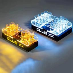 LED Shot Glass Servindo Bandeja Iluminado Beber Copos Titular, Bandeja de serviço para boate, Padrão de corte a laser luminoso personalizado, Festa - Image 3