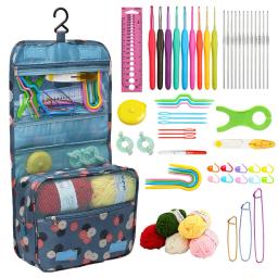 Crochet colorido ganchos Kit com caso, fios de tecer, punho ergonômico, iniciante, amantes, agulhas - Image 1