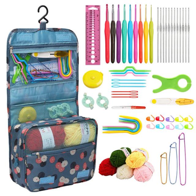 Kit de Ganchos de Crochê Coloridos com Estojo, Fios e Punhos Ergonômicos - Perfeito para Iniciantes e Amantes do Artesanato