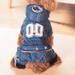 Outono inverno denim cachorro jeans espessamento quatro pernas roupas para animais de estimação quente cachorro macacões suprimentos para animais de estimação - Image 1