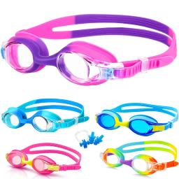 Óculos de natação anti-nevoeiro impermeáveis para crianças, lentes coloridas profissionais, óculos infantis, óculos UV - Image 1