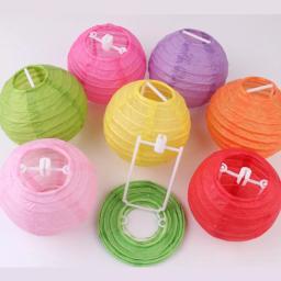 Lanterna de papel chinesa redonda, bolas para decoração, lembranças para festas e casamentos, faça você mesmo, papel de 10cm - Image 1