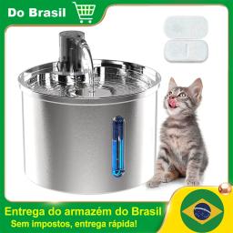 Fonte de água para gatos de 3 litros e grande capacidade Fonte de água automática para animais de estimação em aço inoxidável Fonte de água para animais de estimação com sensor inteligente e sem fio - Image 1
