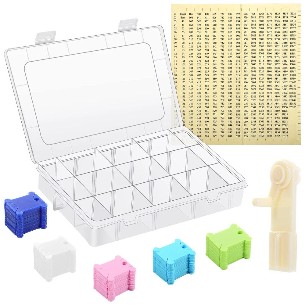 Conjunto organizador de rosca bordado, Caixa de armazenamento com bobina, Number Stickers for Sewing Embroidery - Image 1