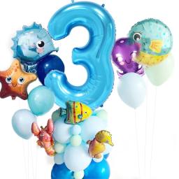 Conjunto de balões no oceano de animais marinhos para menino e menina, decorações de festa de aniversário, 1, 2, 3, 4, 5, 6, 7, 8, 43pcs - Image 4