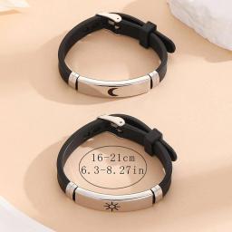 Sol e Lua Casal Pulseira, Aço Inoxidável, Silicone Band, Melhores Amigos, Amizade, Presentes de Jóias, 2 pcs - Image 6