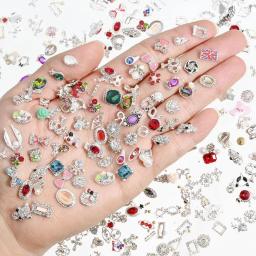 Luxo liga unhas encantos, decorações mistas, gemas cristal glitter, strass, ouro, prata, 50pcs - Image 5