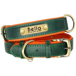 Colar de identificação do animal de estimação personalizado colar de identificação de cão macio acolchoado colar de couro personalizado nome gravado pata para cães médios pequenos pug - Image 3