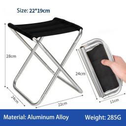 Cadeira dobrável portátil para acampar e caminhar, mini fezes, cadeira dobrável de praia, liga de alumínio, luz, equipamento de camping - Image 1
