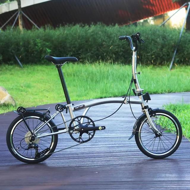 KaFeiDi Retro Bicicleta Dobrável Aço Cromo-Molibdênio Dual C Brake 16 Polegadas 9 Velocidades