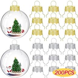 100-200 pçs redondo bola de natal bonés de metal removível diy bolas de natal pendurado decoração chapéus para festa em casa ornamentos de ano novo - Image 1