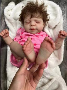 18 Polegada pode abrir boca pascale silicone macio bebe reborn menina boneca com pele pintada realista recém-nascido menina boneca - Image 2