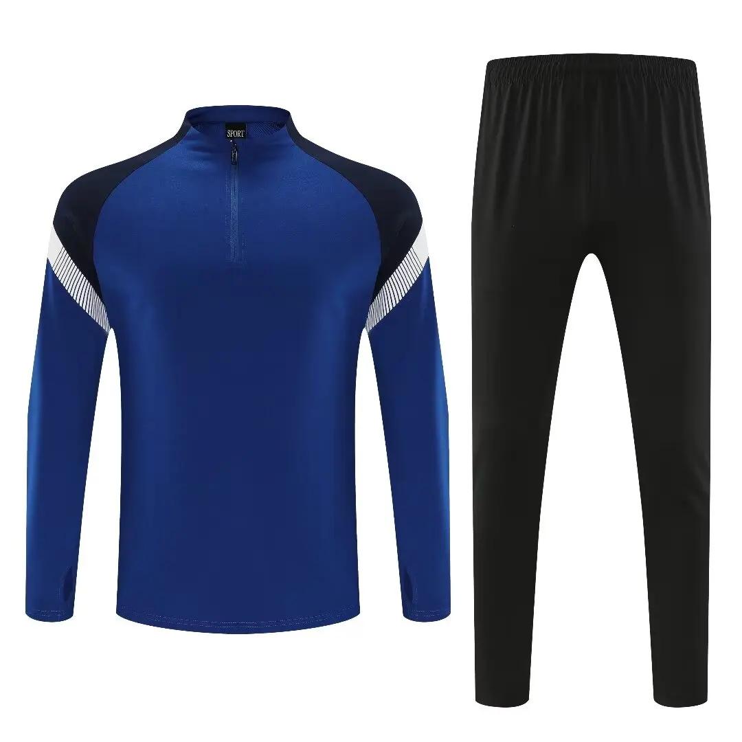 Conjunto esportivo americano para homens e crianças, fãs longos, jaqueta com meia zíper, camisa de treino, kit de futebol, tops e calças, menino e menina - Image 1